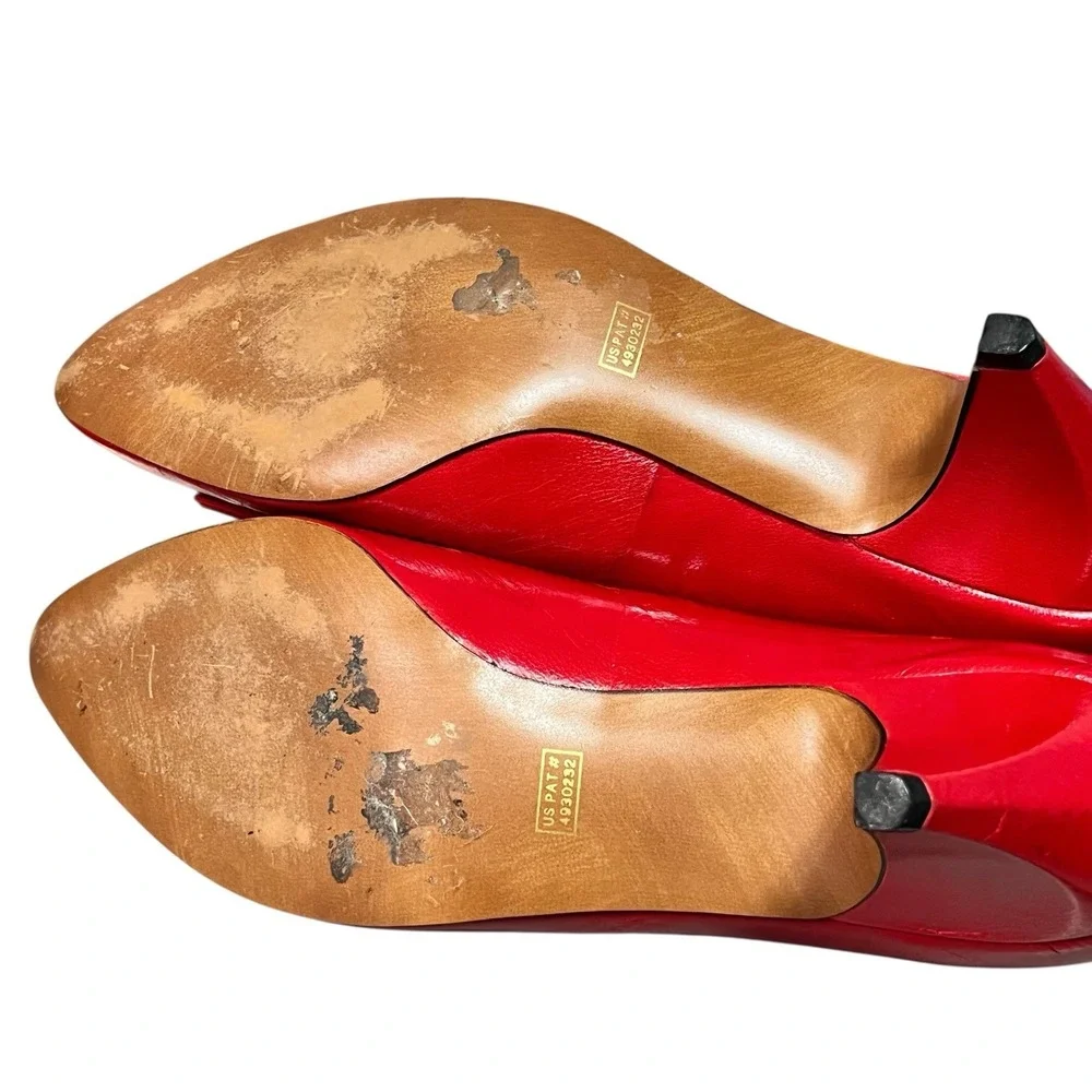 Vtg Easy Spirit Leather Pumps Sz 9 Red Beaded Bow Detail 2.75